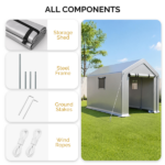 8x10 FT Storage Shed with 2 Roll-up Windows, Heavy Duty Bike Tent - Image 4