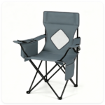 Folding Camping Chair, Heavy-Duty Metal Frame Portable Outdoor Chair with Cup Holder, Insulated Cooler Bag & Side Pocket for Camping Fishing Beach - Gray - Image 6