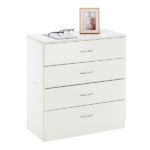 MDF Wood Simple 4-Drawer Dresser White - Image 7