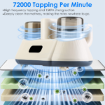 72000 Times/Min Tapping Mattress Vacuum Cleaner with UV-C Sanitizing Light, 9000PA & 15000PA Dual Suction Cordless Dust Mite Remover with Double Dust Cup - Image 7