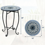 14" Metal Side Table, Indoor Outdoor Decorative End Table X-Base Heavy Duty Plant Stand for Patio Garden Living Room - White - Image 6