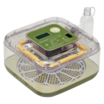 US Standard FYY-12 Egg Incubator, 110V, ≤35W, 12 Eggs Capacity, Square & Round Tray, Equipped with 1 Water Bottle, Grass Green Body with Transparent Top Cover, ABS & PET Material. Upgraded LED Egg Candling Function, Fully Automatic Egg Turning, Fahrenheit LCD Display for Temperature & Humidity, Day - Image 5