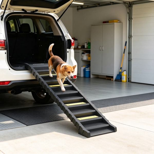 Black Folding Pet Car Ramp – Foldable Dog Ramp for Large Medium Small Dogs