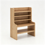 Natural 6-Tier Desktop Storage Organizer, Adjustable Removable Shelves Wooden Desk Rack with Anti-Fall Baffles for Craft Supplies Stationery