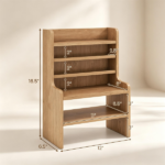 Natural 6-Tier Desktop Storage Organizer, Adjustable Removable Shelves Wooden Desk Rack with Anti-Fall Baffles for Craft Supplies Stationery - Image 5