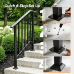 Handrails for Outdoor Steps Fits 2 to 3 Steps - Image 4