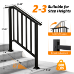 Handrails for Outdoor Steps Fits 2 to 3 Steps - Image 5