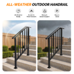 Handrails for Outdoor Steps Fits 2 to 3 Steps - Image 7
