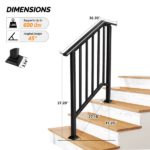 Handrails for Outdoor Steps Fits 2 to 3 Steps - Image 8