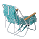 4-Position Adjustable Backpack Beach Chair, Foldable Rustproof Aluminum Frame Lounge Chair with Wooden Armrest, Side Storage Pockets & Detachable Pillow, 24"×22"×37" Outdoor Patio Camping Lawn Chair Holds up to 265 LBS, Mint Green White Vertical Stripe - Image 4