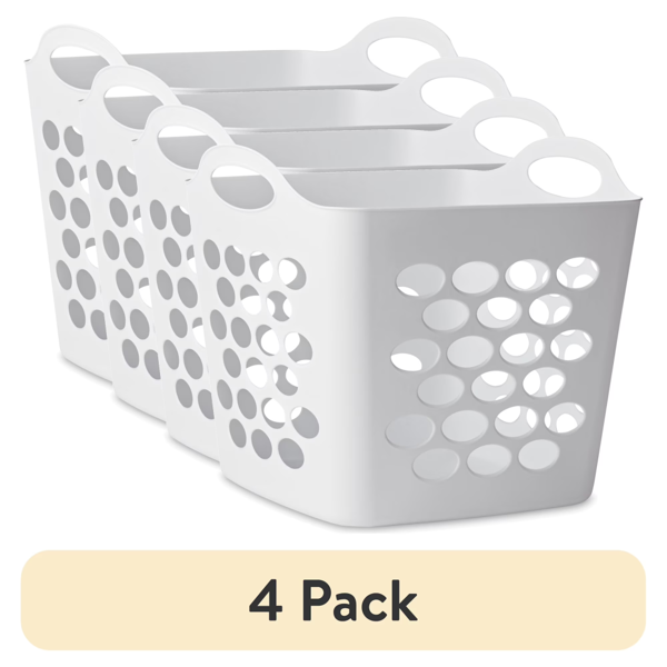51160284_1 (4 pack)Plastic Laundry Hamper, Flexible Square, Breathable with Handles, White (Shipment from Walmart) - Image 1
