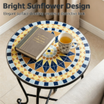 14" Metal Side Table, Indoor Outdoor Decorative End Table X-Base Heavy Duty Plant Stand for Patio Garden Living Room - Yellow - Image 5