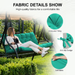 Outdoor Swing Cushions 70 Inch, Waterproof 4" Thick Porch Swing Cushion Replacement with Backrest and Ties, Comfortable 2-3 Seat Pation Swing Pad for Backyard, Garden, Lawn, Outdoor Furniture blue - Image 6
