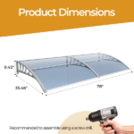 Awning for Door Entrance Window, 38x80 Inch Window Canopy Exterior, UV Rain Snow Protection for House Porch Patio Deck, Gray Bracket & Gray Blue Board - Image 5