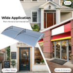 Awning for Door Entrance Window, 38x80 Inch Window Canopy Exterior, UV Rain Snow Protection for House Porch Patio Deck, Gray Bracket & Gray Blue Board - Image 7