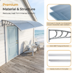 Awning for Door Entrance Window, 38x80 Inch Window Canopy Exterior, UV Rain Snow Protection for House Porch Patio Deck, Gray Bracket & Gray Blue Board - Image 8