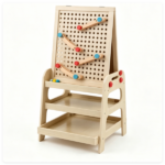 2-in-1 Wooden Kids Art Easel with Marble Run, Magnetic Whiteboard Standing Easel with Storage Shelves & Accessories for Kids 3+ - Image 5