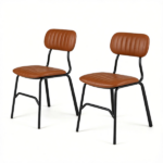 Set of 2 Armless Modern PU Leather Dining Chairs with Ergonomic Inclined Backrest, Rivet Decor Heavy Duty Metal Frame Anti-Scratch Floor Pads 350 LBS Capacity Space-Saving Kitchen Side Chairs Brown - Image 2