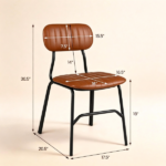 Set of 2 Armless Modern PU Leather Dining Chairs with Ergonomic Inclined Backrest, Rivet Decor Heavy Duty Metal Frame Anti-Scratch Floor Pads 350 LBS Capacity Space-Saving Kitchen Side Chairs Brown - Image 5