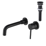 Wall Mounted Single Handle Bathroom Sink Faucet with Pop-Up Drain (No Overflow) - Image 2