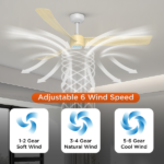 52 Inch Ceiling Fans with Lights Led Remote Control Low Profile Flush Mount for Living Room Bedroom Outdoor Patio,DC Motor,Reversible,Dimmable,Buzzer ON/Off, 3D-I3[Unable ship on weekends, TK/TEMU only for pickup, only TX10643 warehouse supports GOFO] - Image 7