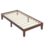 Twin Basic Bed Frame Pine Wood Painted Surface Bed Single Bed 74.41*37.99*12in Coffee - Image 3