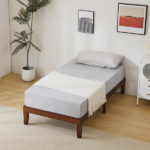 Twin Basic Bed Frame Pine Wood Painted Surface Bed Single Bed 74.41*37.99*12in Coffee - Image 7