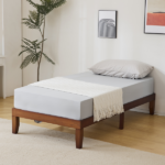 Twin Basic Bed Frame Pine Wood Painted Surface Bed Single Bed 74.41*37.99*12in Coffee - Image 8