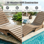 HDPE In-Pool Lounge Chair with Rear Rolling Wheels, 450 LBS Capacity S-Curve Ergonomic Pool Chaise for 5.5"-8.5" Water Depth 304 Stainless Steel Hardware Weather Resistant Sun Shelf Pool Float Seat - Brown - Image 7