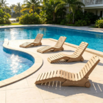 HDPE In-Pool Lounge Chair with Rear Rolling Wheels, 450 LBS Capacity S-Curve Ergonomic Pool Chaise for 5.5"-8.5" Water Depth 304 Stainless Steel Hardware Weather Resistant Sun Shelf Pool Float Seat - Brown - Image 8
