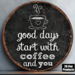 CIFbuy 1pc 8x8in Vintage 2D Flat Round Sign, "A Good Day Starts With" Decorative Plaque, English Quote Wall Art for Cafe Kitchen Restau TikTok, Temu Self-pickup Logistics