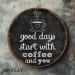 CIFbuy 1pc 8x8in Vintage 2D Flat Round Sign, "A Good Day Starts With" Decorative Plaque, English Quote Wall Art for Cafe Kitchen Restau TikTok, Temu Self-pickup Logistics - Image 5