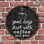 CIFbuy 1pc 8x8in Vintage 2D Flat Round Sign, "A Good Day Starts With" Decorative Plaque, English Quote Wall Art for Cafe Kitchen Restau TikTok, Temu Self-pickup Logistics - Image 7