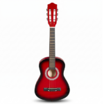 Turn red 30-inch Round Acoustic Guitar with Picks, Strings, Capo, Case, Tuner, and Strap