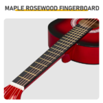 Turn red 30-inch Round Acoustic Guitar with Picks, Strings, Capo, Case, Tuner, and Strap - Image 6