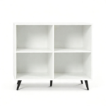 4 Cube Open Storage Bookshelf with 5 Heavy-Duty Metal Elevated Legs, Anti-Tip Wall Anchors Enclosed Back Panel Freestanding Display Cube Organizer for Living Room Home Office - White - Image 3