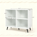 4 Cube Open Storage Bookshelf with 5 Heavy-Duty Metal Elevated Legs, Anti-Tip Wall Anchors Enclosed Back Panel Freestanding Display Cube Organizer for Living Room Home Office - White - Image 6