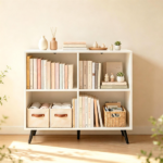4 Cube Open Storage Bookshelf with 5 Heavy-Duty Metal Elevated Legs, Anti-Tip Wall Anchors Enclosed Back Panel Freestanding Display Cube Organizer for Living Room Home Office - White - Image 7