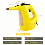 1400W Handheld Steam Cleaner, 257℉ High Pressure Steamer with 14-Piece Accessories, Chemical-Free Steam Mop for Kitchen, Bathroom, Car, Floor - Yellow - Image 3