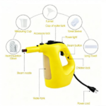 1400W Handheld Steam Cleaner, 257℉ High Pressure Steamer with 14-Piece Accessories, Chemical-Free Steam Mop for Kitchen, Bathroom, Car, Floor - Yellow - Image 4