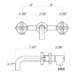 Wall Mounted Dual Handle Bathroom Sink Faucet with Pop-Up Drain (No Overflow) - Image 5