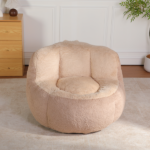 Oversized Bean Bag Chairs,Multicolor Faux Fur Couch Filled with Shredded Sponge,Large Lounger Sofa For Living Room,No Assembly Required ,Brown+Camel - Image 4