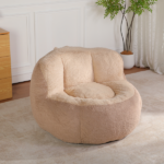 Oversized Bean Bag Chairs,Multicolor Faux Fur Couch Filled with Shredded Sponge,Large Lounger Sofa For Living Room,No Assembly Required ,Brown+Camel - Image 5