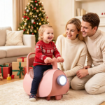 Toddler Smooth Gliding Scoot Car with T-Shaped Handlebar & Comfort Seat, 2 Universal + 2 Directional Wheels Indoor Outdoor Ride-On Toy Gift - Pink - Image 8