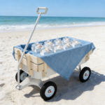 Outdoor carriage, all terrains, wooden railings, solid tires, garden carriage,Load-bearing capacity: 176LBS - Image 3