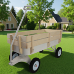Outdoor carriage, all terrains, wooden railings, solid tires, garden carriage,Load-bearing capacity: 176LBS - Image 4
