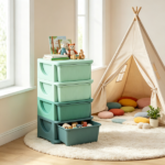 Green 4 Tier Kids Storage Cabinet – 4 Drawers Toy Organizer, for Bedroom, Nursery, Living Room, Universal for Boys Girls - Image 2