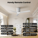 Ceiling Fans with Dimmable Led Lights, 52 Inch Flush Mount Ceiling Fan Remote Control, Quiet DC Reversible Motor for Summer Winter, Low Profile Modern ABS Blades Indoor Use, 3X-Z3[Unable ship on weekends, TK/TEMU only for pickup, only TX10643 warehouse supports GOFO] - Image 5