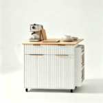 (Do Not Sale on Amazon) 4-Door 2-Drawer Grille Food Cart Champagne Gold Thermoformed Door Panels Bakelite Handles Bakelite Countertop MDF Cabinets and Serving Sideboard 43.07*29.17*32.68in White - Image 3