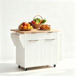 (Do Not Sale on Amazon) 4-Door 2-Drawer Grille Food Cart Champagne Gold Thermoformed Door Panels Bakelite Handles Bakelite Countertop MDF Cabinets and Serving Sideboard 43.07*29.17*32.68in White - Image 4